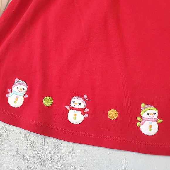 Gymboree Red White Long Sleeve Snowman Front Border Top Baby Girl 18-24 Months - Picture 6 of 7